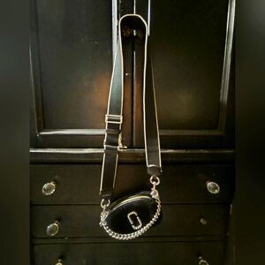 Marc Jacobs Black Faux Fur Crossbody Bag with Chain Detail Small Euc